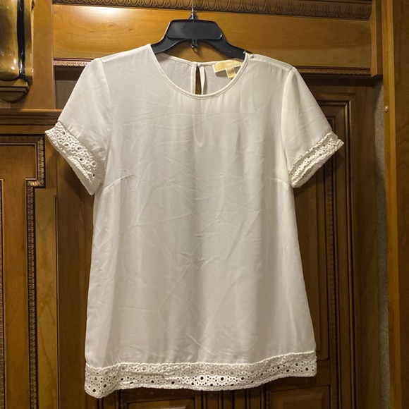 Michael Kors Sheer Top with Eyelet Trim Size Small - Picture 1 of 6